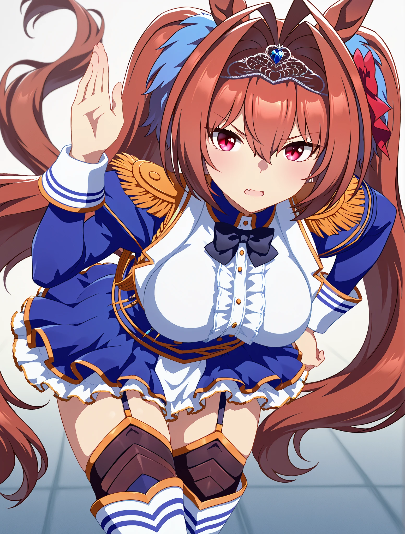 (umamusume style),(by Cygames),1girl, BREAK tokai teio (umamusume),animal ears, brown hair, horse ears, solo, tail, horse tail, gloves, horse girl, long hair, multicolored hair, streaked hair, blue eyes, white hair, skirt, white gloves, white footwear, asymmetrical gloves, boots, mismatched gloves, pleated skirt, two-tone hair, epaulettes, ponytail BREAK masterpiece, best quality, ultra-detailed, beautiful,,((couple)) ,1girl wince (:1.5)  best quarity ultra detailed novel illustration official art pefect lighting ( super close up big  big ) (from below  focus) ()  ((bristly pubic hair)) (  around the ) (show of ) (slender body) (small breasts)  (peeing) (show of ) (lie on one’s back on the bed) full body,(1girl Facesitting 1boy) (1girl Queening 1boy) (masterpiece, best quality), 1girl, sitting on face, (1boy, hetero:1.2),squatting, , from below photo realistic, . selfie. (cowboy shot:1.3). (looking down:1.3). . . looking Super down.stand / standing. ( focus:1.2). upside down. (look down:1.3).1boy Open  for fingers