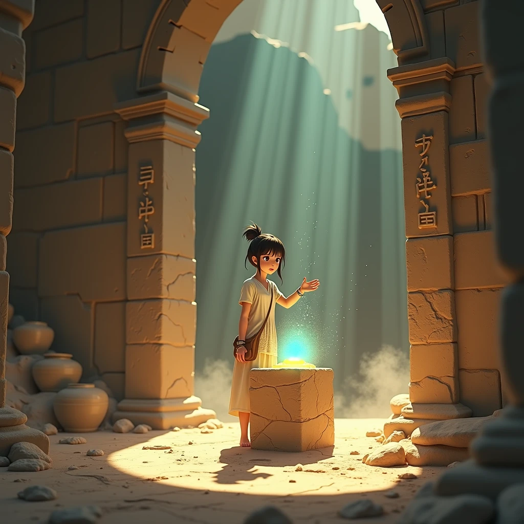 Childish,  high quality、Very detailed、８Year、Mayan Aztec young priestess、Flying Feathered Serpent（Quetzalcoatl Kukulkan）look up at the sky and pray、Chichen Itza Forest Temple of the Sun、mysterious、