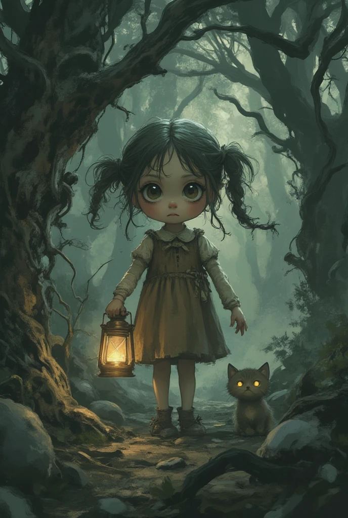 illust、art、from 80s horror movie, directed by Junji Ito、Alice in Wonderland、high detail, realsitic shadow、Analog style, vhs style, 8mm film, chromatic aberration, Dvd screengrab、Surrealism、Complementary color gradient
