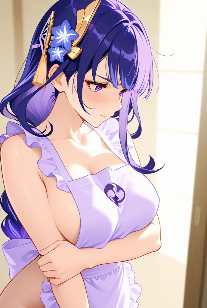 Thick thighs, big tits, star necklace, , , , 1girl, 1boy, lying, , medium hair, , hearts, smile, anime studio, , period view, , , leg grip, , , fully inserted , trembling,  in , , internal ,  in , spoken heart, heterosexual, , point of view, , hands grabbing legs, Shogun Raiden