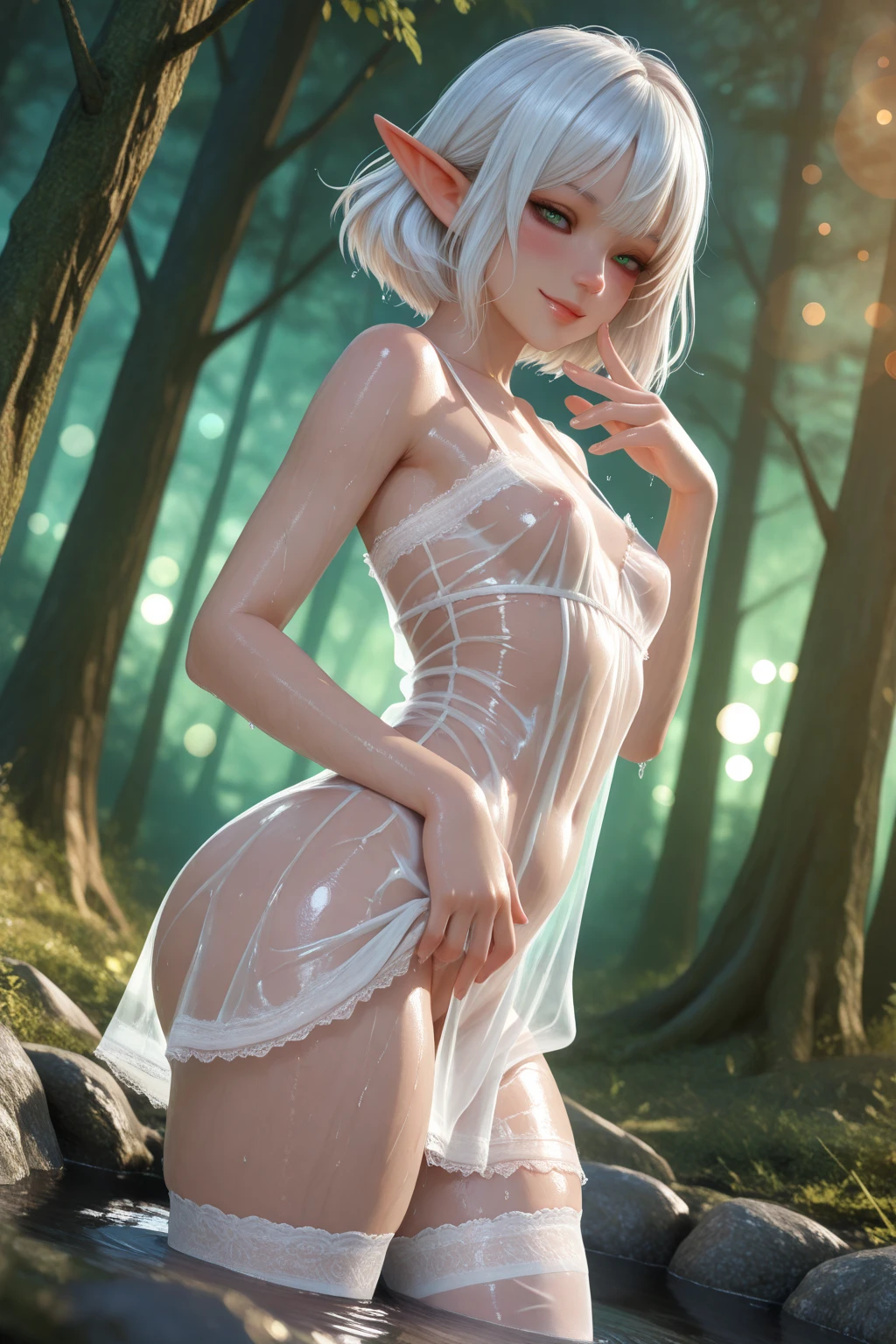 (quality)), ((masterpiece)), Recommended resultsluffly、(:1.5)、Whole body ESBIAN、Squat down、、straighten your back、(Keep hips forward:1.)、、spread  、The slender one、Super huge、angle to floor:1.2、low camera angle、There is white liquid flowing out of the crotch、Whole body facing the camera，Hair can be seen on the crotch，Skin color snow white，A humanoid slug covered in mucus