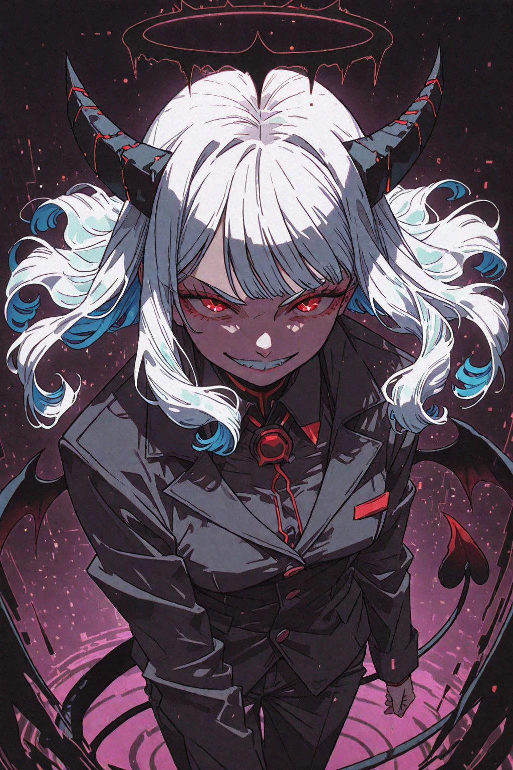 Extra arms coming out of back, arms extending outward from the back of the body, demon slayer, a man, short hair, very short hair, dark skin, ((1man)), ((six hands)), ((six arms)), A demonic creature with six arms wearing a violet ninja outfit, 1male, standing tall, muscular, demon horns, violet eyes, high resolution, masterpiece, best quality, anime, in the style of demon slayer, violet skin, white hair,  scars, masculine, Six arms, six hands, machamp, dark background, standing on a cliff, night time, moon in sky, stars, evil