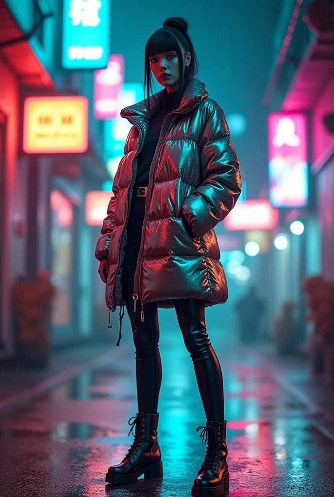 Anime cartoon silly girl standing in the rain wearing long raincoat, iridescent illustration, magicamente brilhante, colorido brilhante, Holograph, por Yuumei, Anime Art Wallpaper 8K, Arte em estilo Guviz, Anime Art Wallpaper 4K, Anime Art Wallpaper 4K, menina na capa de chuva, bela arte de anime, arte de anime digital, Guviz