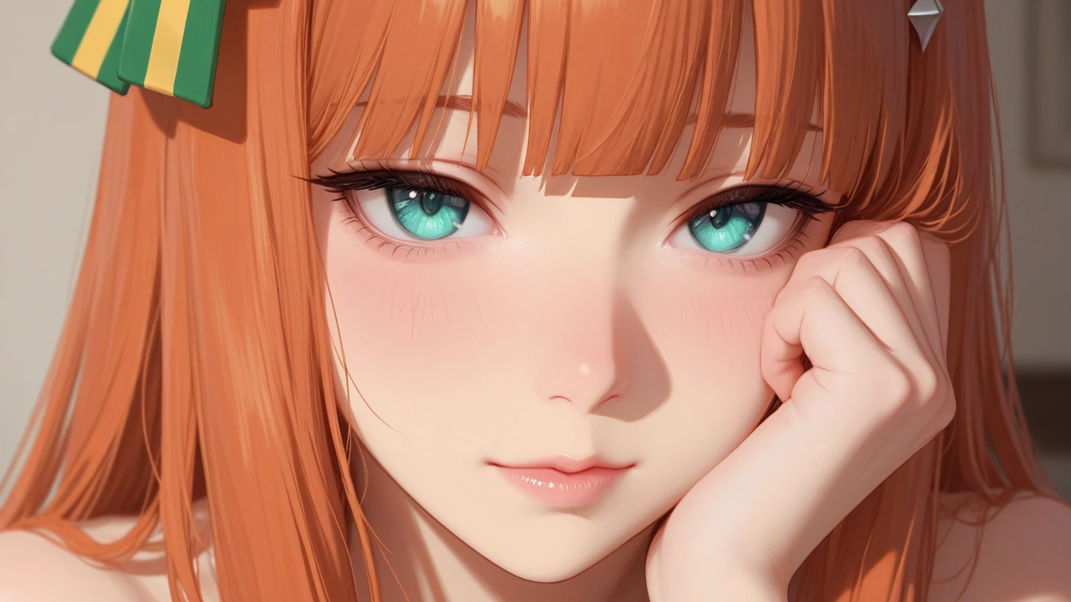 (masterpiece), (Highest quality), (High resolution), (One girl), Quiet Suzuka, (Uma Musume), Brown Hair, Cyan eyes, Quif,(Beautiful, smooth skin), (((Only the head in the frame))), (((Perfect Face))), (((Super ))), (((whole body))), (((Completely ))), (((Random emotions on faces)))、、Beautiful