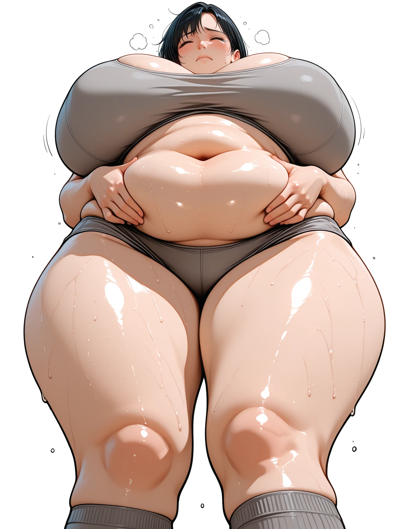 full body in image, full ????? woman, ??????????, simple hair, female body, curvy body, thicc body, big thighs, voluptuous body, full thick body, dinamic pose, curve body. detalied pose, body, simple background, expressive face, focus on face, line art, sketch
