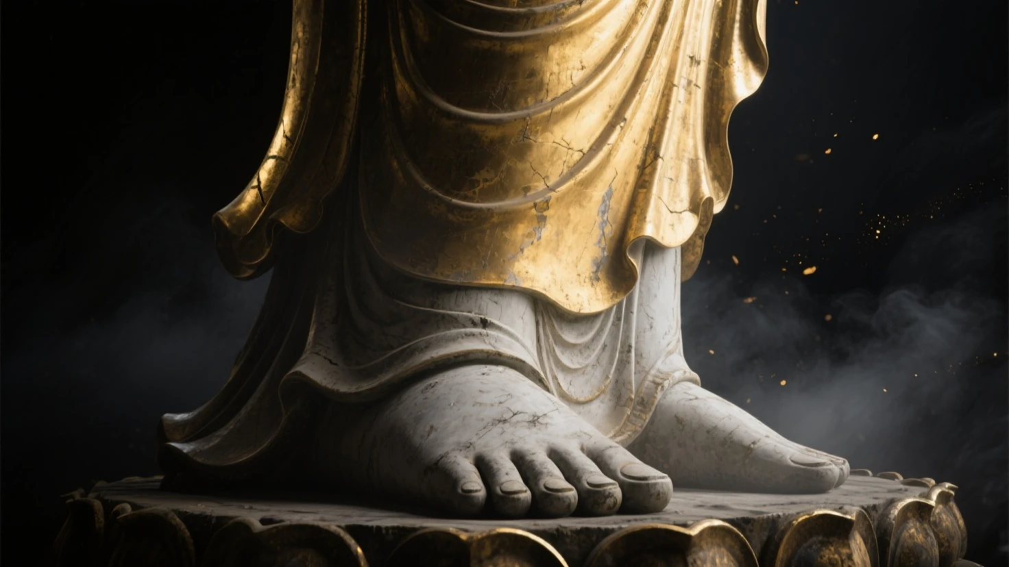 a man sits on a dragon's severed head carrying a dagger carved in Javanese script