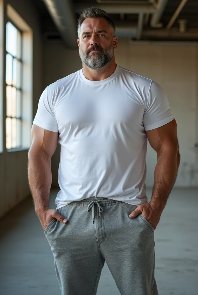 Paloroid image, old distroted, thirstrap, Hot hunky uncle, hairy, macho, ugly, wearing a white tank top:1.4, relaxing at home, hot photo, photo