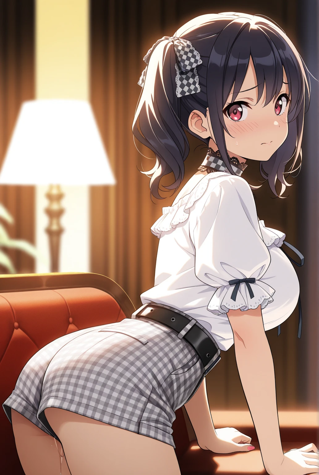 {{{{{High-resolution photos of the cutest 19-year-old magical girl of a famous family who inherited the genes of beautiful men and women}}}}},{{{{{A high-resolution scene in a space just for the two of them, where a touching and vague magical girl grows into an adult.}}}},{{{{{A super cute masterpiece made with the latest ultra-high resolution UHD technology that clearly captures every wrinkle in her clothes, every strand of hair, and the marshmallow-like texture and roundness of her breasts.}}}}},{{Extremely detailed}},{{{{{gloss々Girl ponytail hair makeup}}}}},{{{{{Frilled blouse skirt}}}}},{{{{{超分厚くぷるぷるで真っ赤な唇が急激に膨らみぷるんとglossめく}}}}},{{{{{The young lady of a distinguished family is given an aphrodisiac to turn her into a . Her face is flushed and her big round breasts continue to grow. With a sexy expression, she leans forward against the window, sticks out her butt, moves her hips back and forth, and swings her hair wildly. Her childishness is gradually transformed into female hormones, and she transforms into the glamorous woman that her beloved boyfriend likes. The stronger the female hormones become, the brighter her cheeks become, right up to her nose.}}}}}