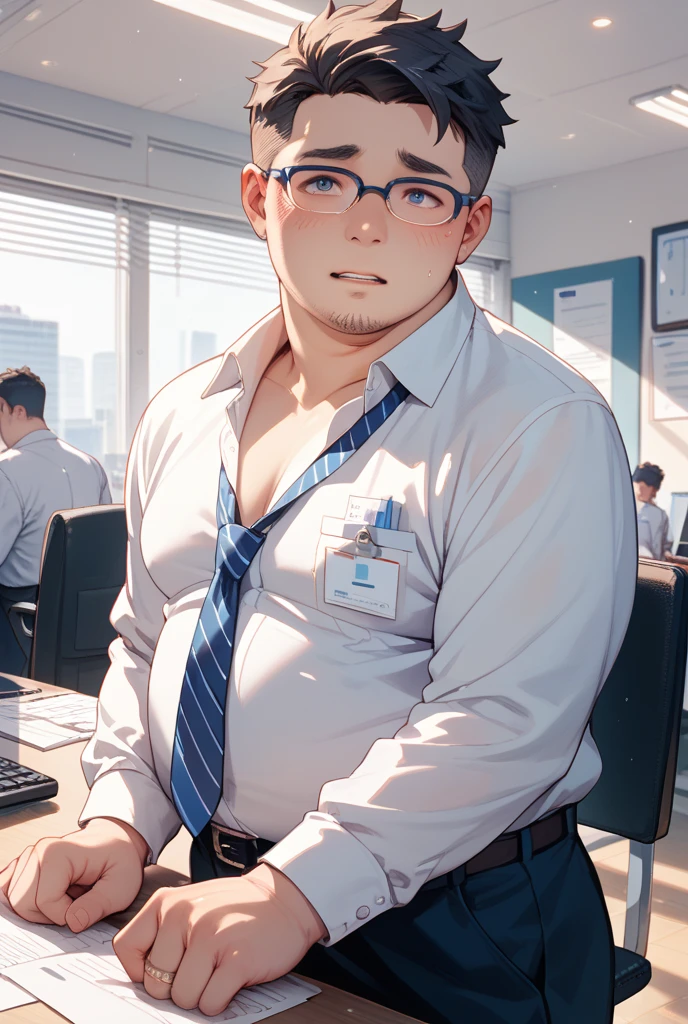 Absurdres masterpiece HDR high quality picture of Handsome boy , handsome face, detailed face, Ben 10, Ben tennison, very Short hair, ((messy cut hair style:1 )) , anime eyes, light skin , ((muscular:1)),masculine ,age 18 , 

 , sitting comfortably on chair inside the laboratory room, beautiful background, masterpiece scenery