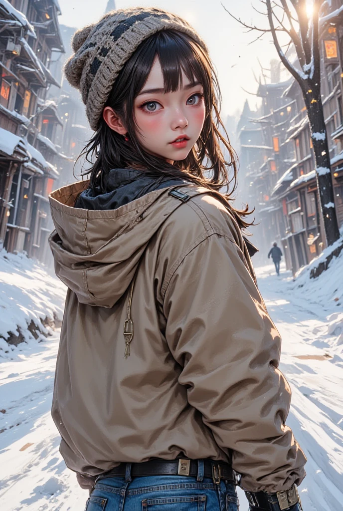 ((Highest quality)), ((傑Highest quality、masterpiece、High sensitivity、high resolution、detailed description、depicting a delicate face)),(Slender Woman、wearing glasses、)saber tiger fur、saber and wear、Look crouched, hold a、