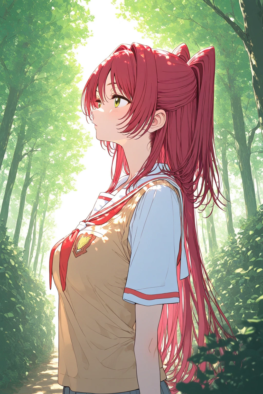 Best Quality, Highly detailed, Same as, (((The cherry tree))), An outdoor masterpiece, High quality, Best Quality, High resolution, 4K, High Definition, Beautiful lighting,Highly detailed face, well-drawn hands, well-drawn legs,well-drawn feet,well-drawn eyes,(((1girl in))),​masterpiece, top-quality, Hi-Res, 1girl in, (((Solo))),{{Detailed}},(((Mizuki_Takase))),(((comic strip_Party))),(((White jacket))), (((Striped shlit))),(((White High Socks))),Red_hair, hair_bow ribbon,One_Side_pony_tail,Purple_eye, large full breasts,19 year old girl,white_high_ sox,zettai ryouiki,Ahoge,(((1 ponytail))),(((white_high_ sox))),(((zettai ryouiki))), thighs thighs thighs thighs, ,Ahoge,1 ponytail,thick thighs,, point to the listener,(​masterpiece、top-quality、detaileds)、frombelow、Knee up、A smile、cparted lips、full body Esbian、looking at the viewers、​masterpiece、top-quality、hight resolution、独奏、 very、From  above、irate、Disturbed clothing、Rough breath、  expressions,( Sweating, ,Sweat,perspired,4fingers and 1thumb,Five Fingers,(((Shy))),(((trembling))), (((Striped shlit))),(((Tennis Wear))),(((Lying)))