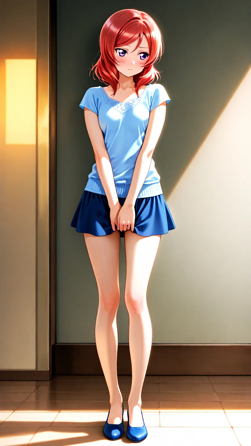 a young beautiful model, 1girl, standing, outdoor, sunny, windy, epic waterfall, highly detailed symmetrical eyes, laughing face, busty, slender, simple earing, (tight shirt), (wind blowing up skirt:1.5),, , (rim lighting), RAW photo, best quality, high resolution, masterpiece, (photorealistic:1.3), professional photography, sharp focus, HDR, 8K resolution, intricate detail, sophisticated detail, depth of field, (), blurred background, facing front, cowboy shot view, (extremely detailed CG unity 8k wallpaper)