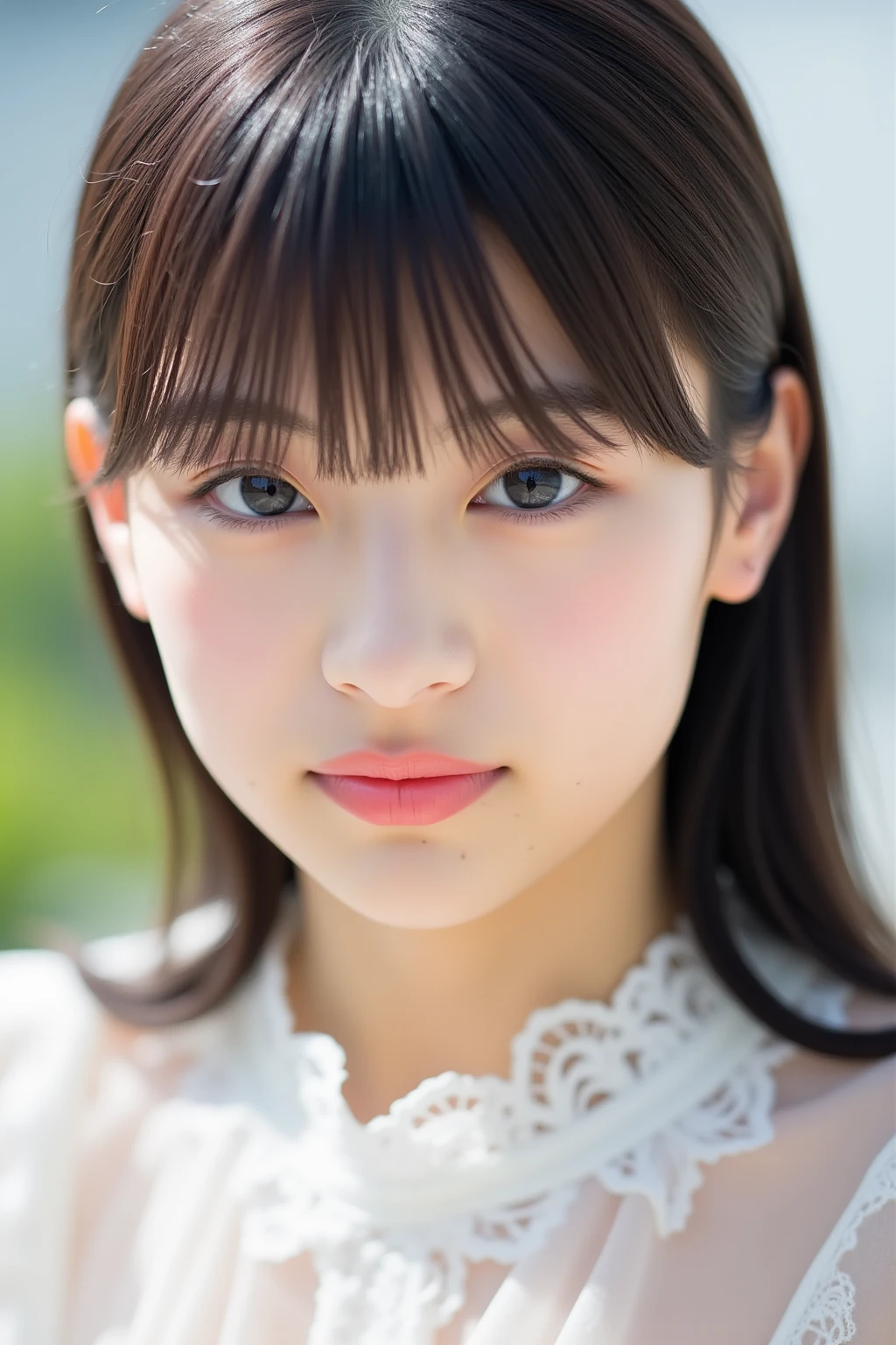 masutepiece, Best Quality, 8K, 8years old, Teen, Raw photo, absurderes, award winning portrait, Smile, Solo, (Night:1.8), Idol face, Delicate girl, Upper body, Digital SLR, Looking at Viewer, Candid, Sophisticated,Thin arms, Professional Lighting, Film grain, chromatic abberation, (Eyes and faces with detailed:1.0), (Bokeh:1.1) , (Office Lady Uniform:1.1) , closes mouth , A dark-haired , drooing eyes , large full breasts , thick lip , 10 year old face