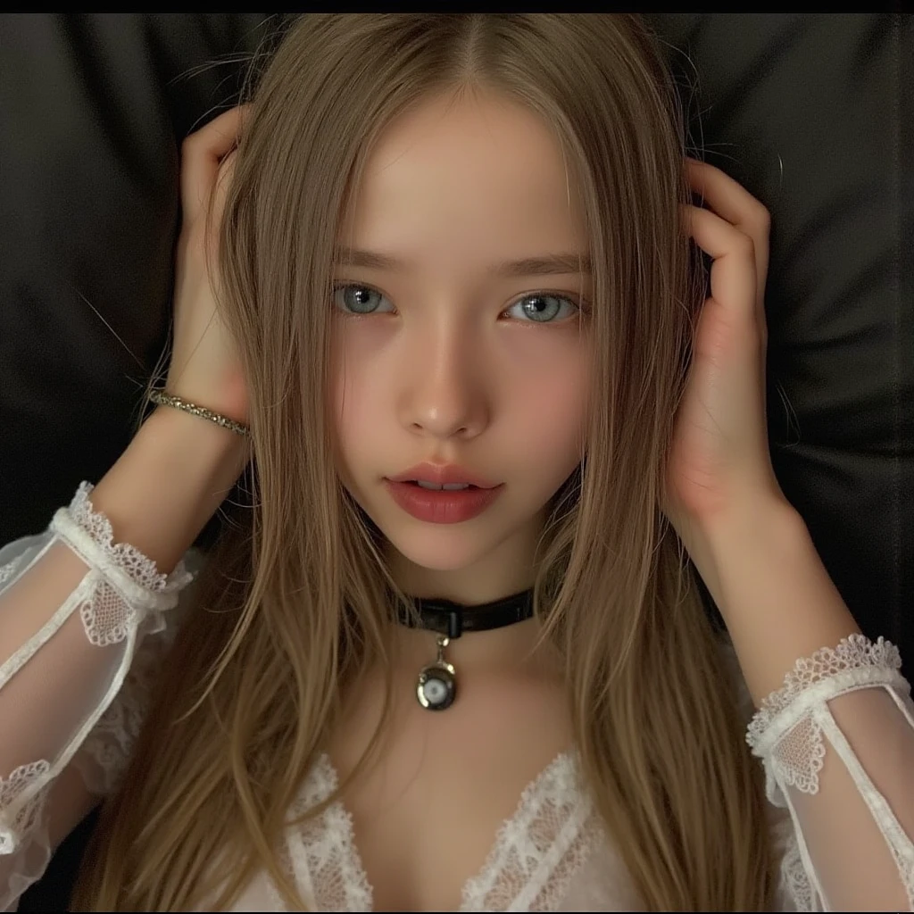 best quality, face focus, soft light, ultra high res, (photorealistic:1.4), RAW photo,
1japanese girl, solo, cute, (pupil, lights in the eyes),  detailed beautiful face, (small ),(high resolution detail of human skin texture),
(long hair),
indoor,
Damask Shirt Dress,
(portrait)