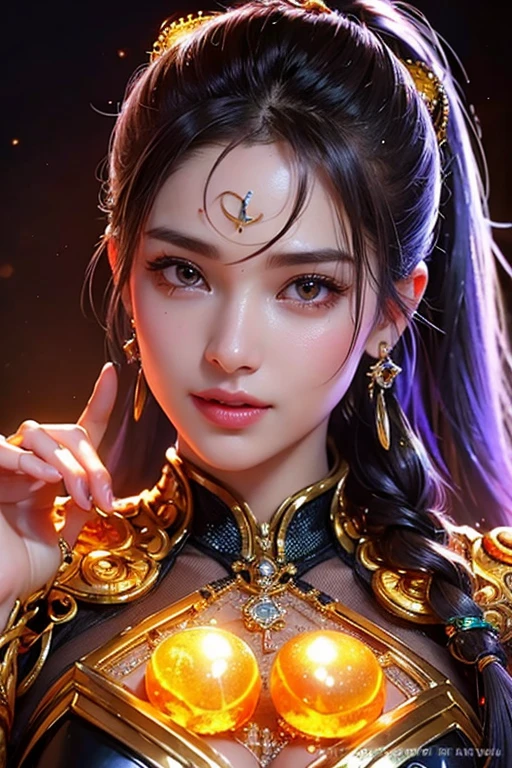 score_9, score_8_up, score_7_up, 16k, masterpiece, best quality, anatomically correct, realistic, mystical atmosphere, yua, (Japanese girl:1.3), voluptuous, curvaceous and slim figure with perfect proportions, highly detailed face, fine texture, shiny fair skin, (sharp features and cute face:1.3), symmetrical eyes, breathtakingly beautiful girl, (magical runes tattoo:1.3, glowing runes), magical fire patterns, energy swirls, rune magic, elemental spirits, (front angle), dynamic moon background, (Fantasy, Cinematic:1.2), mysterious light, fantastic lighting, full shot,