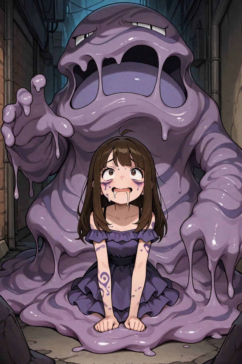 (masterpiiece), best quality,amazing quality, 1 girl, Ai Hoshino, burping, Hoshino Ai, long hair, sadistic and satisfied, Oshi No Ko, idol clothes, post-, , belly, best quality, clean lines, sharp edges,( belly), big belly, digested bones in belly, skull imprint, farts, burping, burping up bones, gassy burps
