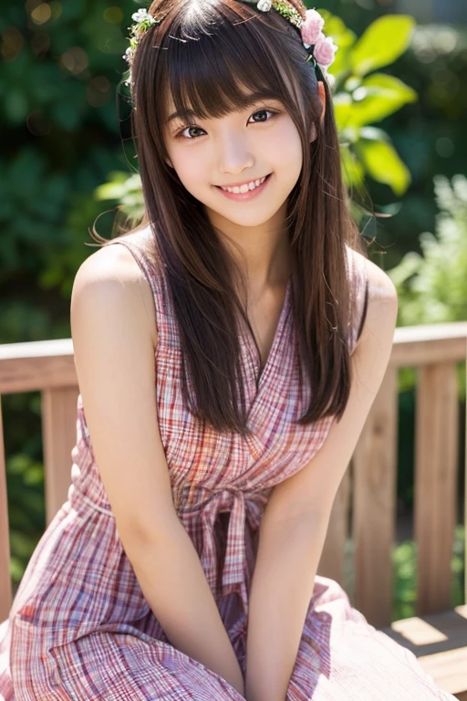 (8k, Top quality, Masterpiece:1.2), (Realistic, photo-realistic:1.37), Super detailed, perfect , cute, small eye, 18 years old, Japanese, girl, BBQ, laugh,