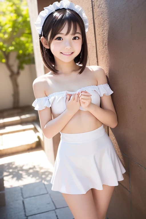 ???????, (White-?????:1.32), (Colorful Skirts:1.1), Flared skirt embellished with jewels, Clear cute big ???????, 　, Straight bangs, Medium Hair、Shrine maiden, ????, , 、Show your ??????? properly from the front、Japanese high school girl like in the photo,　Pale-skinned girl, , , necklace, (15 years old:1.3), , , ,, 8k, , Plain eyes、, realistic ???????, , realistic girl, beautiful girl、kawaii junior high school student、I am studying, Brown Hair、Cheerleader、ribbon、, ｱｲﾄﾞﾙｽﾃｰｼﾞ, ????, smile, Showing teeth, (??????? protrude:1.3),　????????????? white shirt, The background is an idle stage