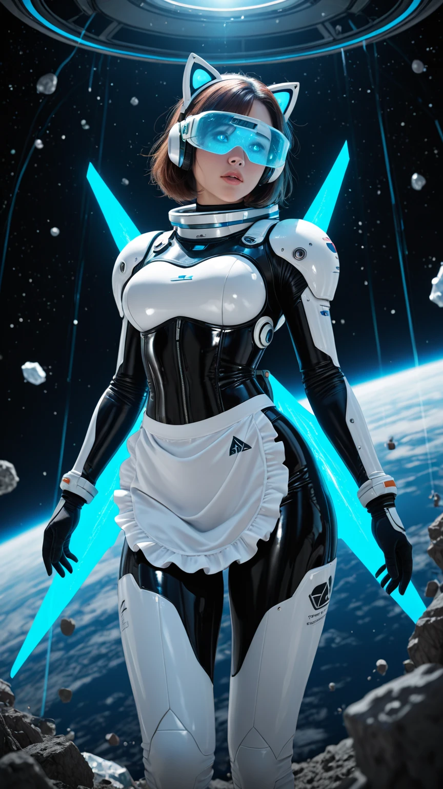 A robot mother and two teenage robot daughters on a magazine cover, Everyone has a pretty face and remains a cute human being., All 2WD girls, Bright colors, High resolution, Realistic portrayal, ビクトリア朝Mr.式, Looking forward, Bonds of love, Mr.々Frame with a simple shape, Captivating smile, Natural Beauty, Professional Lighting, modern style, Artistic Composition, Victorian beauty, Professional Lighting, modern style, Artistic Composition, Masterpiece, full body shot