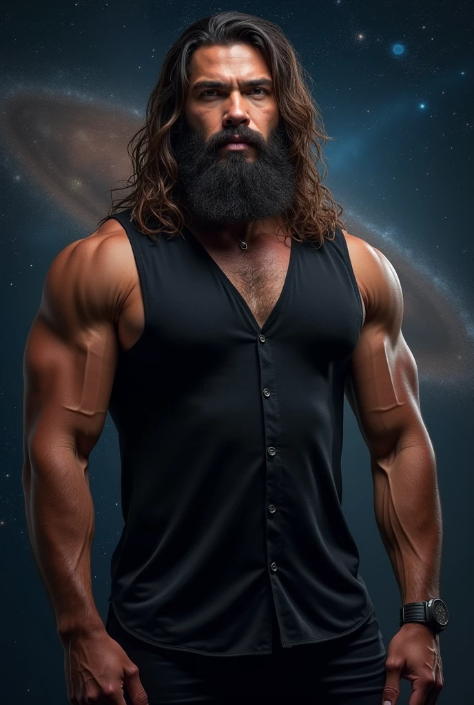 There is only one handsome Chinese man in the photo，35 years old，tall, Fitness，Smooth body，Smooth skin，No  hair，short hair, O-Shaped Beard，Perfect body, Dark skin color，Radiant Skin，Smooth skin，Shiny, shiny skin，Smooth pectoral muscles，Muscle bulge, muscular, Very large pectoral muscles，Very  abdominal muscles，Very well-developed leg muscles，Huge concave and convex area，Brightens oily skin，Wearing a shiny gold leather ，Handsome face，Normal human toes，Correct and accurate male body proportions，Gold Collar，Gold bracelet，Gold anklets，Standing in the snow，Night sky，A sky full of stars，There are auroras，Colorful，Charming dream scene，Epic。
