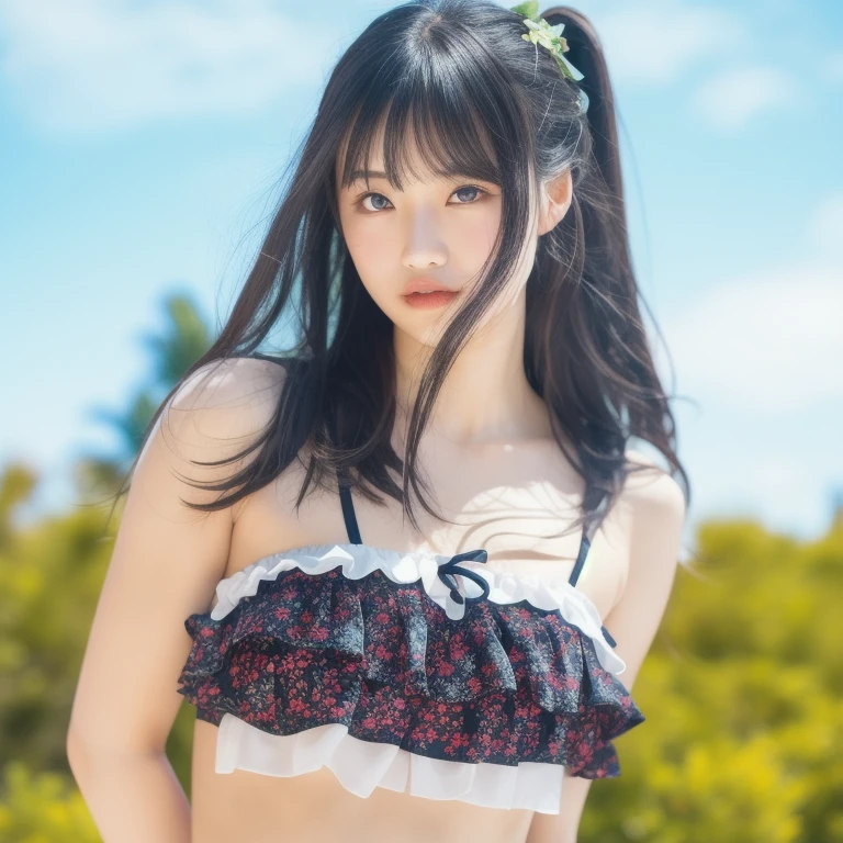 (((:1.0)))，Large Breasts，Small waist，(From above:1.3),(From the side:0.8), ((face)), (close:0.9),8k, 4K, highest quality, (High resolution: 1.2), (amazing, Realistic, Photorealistic: 1.4), 18 year old girl、Beautiful face, She is smiling、(masterpiece, highest quality), Beautiful woman, Wizard Bikini Armor, gloves, Thigh-high boots, Wavy long hair, Asymmetrical bangs, Perfect face, Beautiful face, Charm, Big and beautiful eyes, strict, Perfect slim fit body, Mysterious Forest, Excellent lighting, Bright colors,Tight waist,(With sparkling eyes and a contagious smile), Very sexy pose",Her thin pubic hair, View Viewer,Gray Hair,(((、Gal、BitchGal、 sexy、thin、Slender body、Model Body Type、Heavy makeup, GAL Makeup)))、