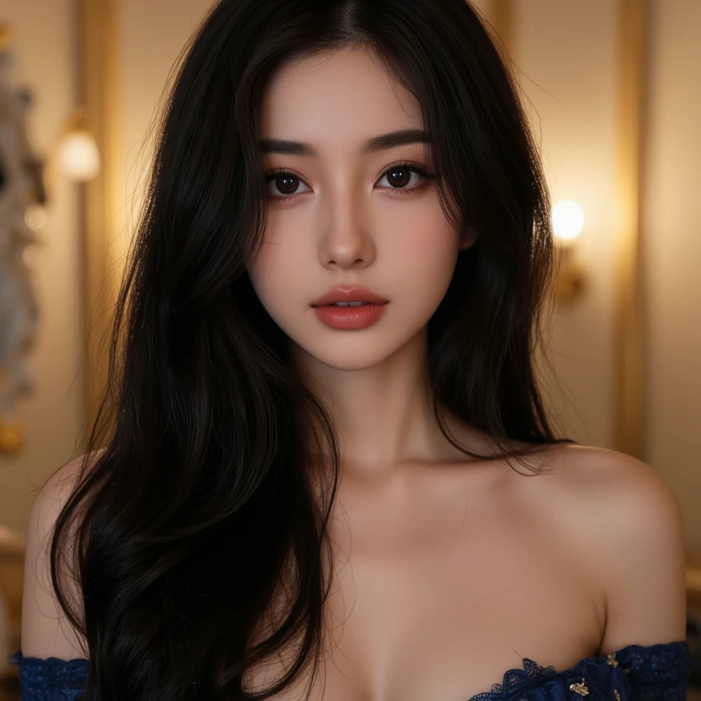 un primer plano de una mujer con cabello largo y  y un top , 18 years, 16 years old, 22 years, pale skin persian girl, 21 years, 19 year old girl, violeta myers, pelo  y ojos grandes, asian girl, 1 8 son, 23 years