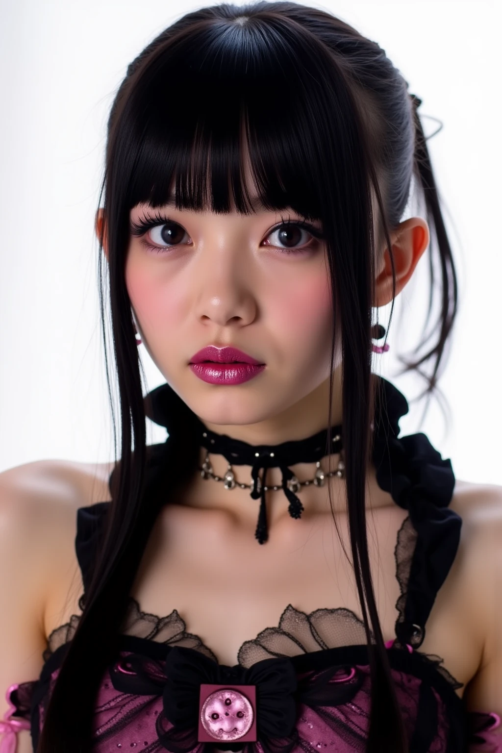 highest quality masterpiece 8Kmasterpiece Ultra-detailed face Draw a detailed face Gothic Lolitaを着た女性 Full body photo Cute pose 写真 Focus on the face Kamimei Close-up shots Majority of users on screen Professional Lighting Cute Goth Takes Flight Vivid Photos blush Shyness sweating Stir Happy expression Sulky look Ecstatic expression appeal A pure heroine from a dating simulation game Glossのある濡れたカラスの毛 Gloss Cute and sly Buriko Unreal Absurd can't believe it Gothic Lolita mini Childish Heavy bangs Your is visible through your clothes visible under the skirt ポーズ A wide range of skin tones but very cute White lace headdress pay