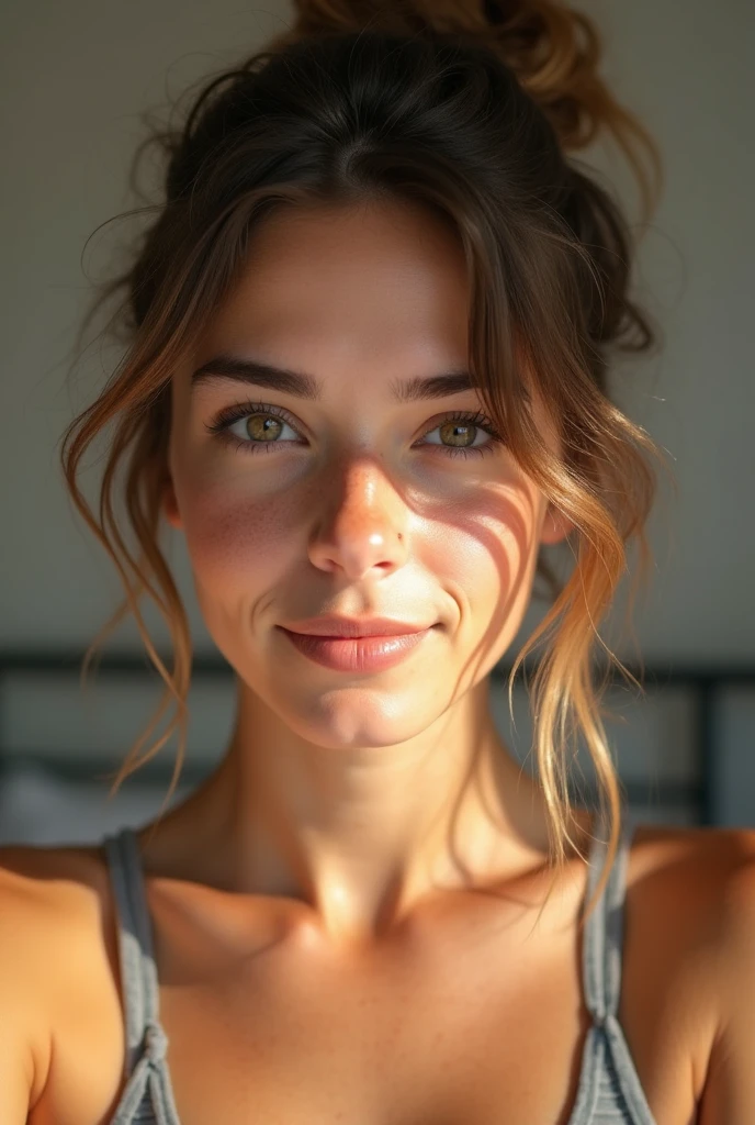 1girl, photorealistic, (((ugly face:1.5))), (((photorealistic))), (((raw photo in sequence))), (((natural lights))), (((detailed no blur background))), (((26 to 35 years old))), (((upper body selfie, happy))), (((detailed face))), photo_(medium), realistic, (((Caucasian woman))), (((long white blonde hair))), (((Caucasian nose))), (((Caucasian green eyes))), (((Caucasian face))), (((Caucasian lips))), ((( body))), ((( wearing tank tops ))), different pose, posing, (((different pose))), ((( kitchen ))), hair is dragging by wind, candid shot, (((kitchen apron outfit)))