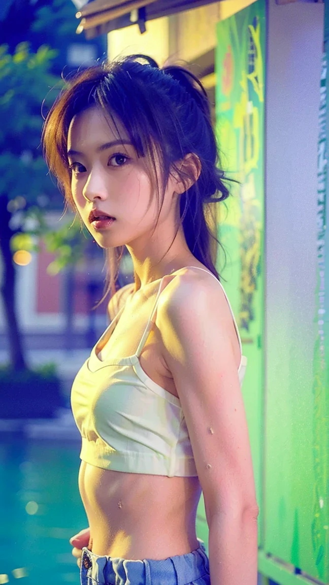 1girl, 19yo, woman, masterpiece, best quality, highest quality, cinematic lighting, (volumetric lighting), extremely detailed CG unity 8k wallpaper, focused, 8k wallpaper, extremely detailed, ultra realistic, photorealistic, sharp focus, absurdres, (HDR:1.2), (high contrast), photograph, detailed and intricate, instagram, portrait, highly detailed, digital painting, artstation, concept art, smooth, sharp focus, illustration, cinematic lighting, (whole body:1.2), (big breast:1.3),  thighs, (show legs), (beautiful white thigh), , look at the viewer, full body photo, ( with hands on knees),