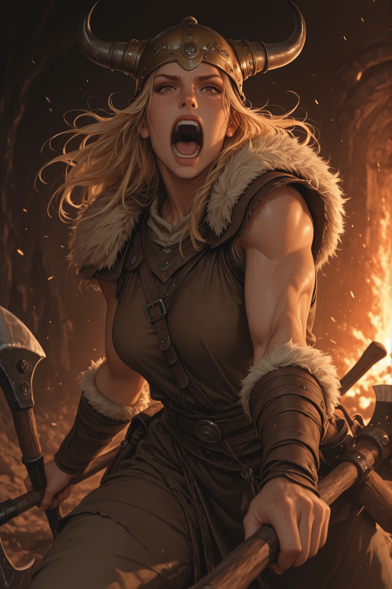 Viking Girl Screaming Under the Crescent Moon.