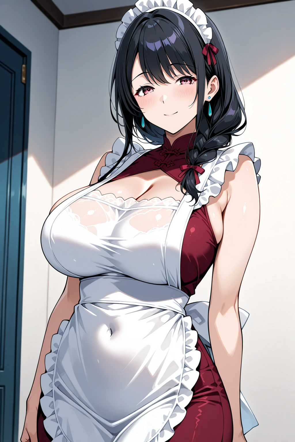 8K,Best quality, masterpiece, ultra high res, (photorealistic:1.4), raw photo, (Authentic skin texture:1.3), (film grain:1.3), beautiful hairstyle, realistic eyes, beautiful detailed eyes, (realistic skin), beautiful skin,absurdres, attractive, ultra high res, ultra realistic, highly detailed, golden ratio, (black hair, long hair), beautiful hairstyle, realistic eyes, beautiful detailed eyes, 、 (Grinning smile), (((blush))),(Sweat), sexy pose, thicc thighs, huge breasts,,medium:oil painting, vivid colors, HDR, studio lighting, ultra-fine painting, sharp focus, physically-based rendering, extreme detail description, portraits, ((organized fingers)), curvy body, big breasts, perfect shape, facing viewer, sweaty, gorgeous,, (((wearing flowing white toga))), Detailed skin, detailed body, Natural Skin Texture, realistic skin, skin pores, intricate detail, raw photo, lifelike rendering, immersive atmosphere, chiaroscuro, moody lighting, perfect female body, ((mid shot)), ( intricate, bokeh, physically-based rendering, , large aparture, Professional Lighting,intricate, bokeh, cinematic lighting