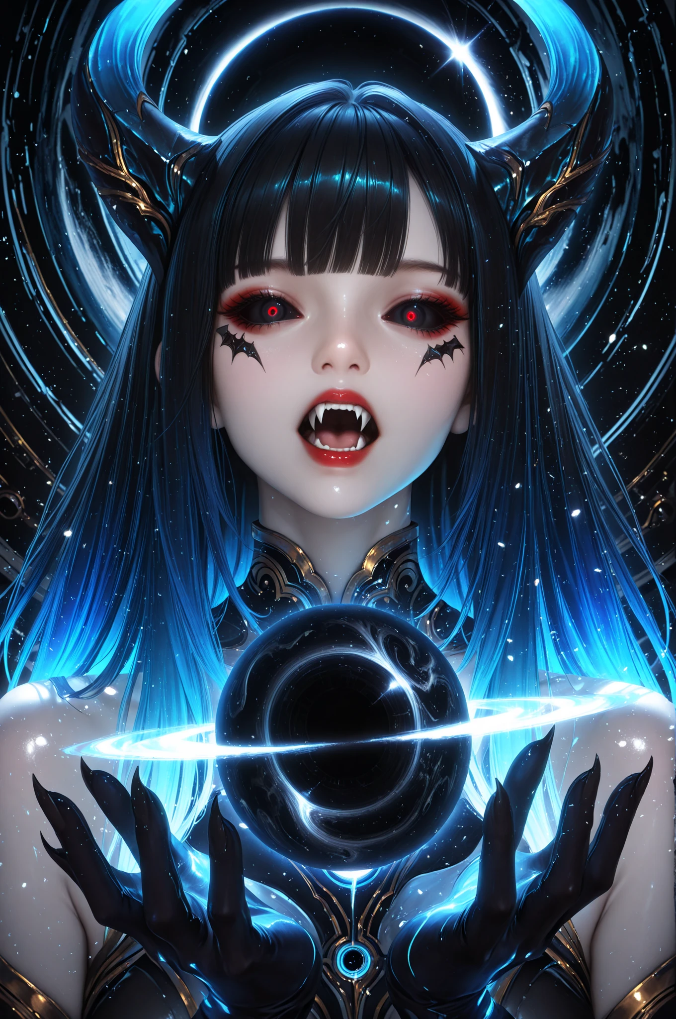 Woman body (high breast, ice skull:1.1), A girl with a body made of lava, featuring a Dracula Orchid pattern. (ultra-detailed), (realistic), vibrant colors, intense lighting, lava-like texture, hauntingly beautiful composition, surreal atmosphere, contrasting dark shadows, mesmerizing glow, detailed , flowing lava tendrils, fiery eyes, ethereal presence, floral patterns,