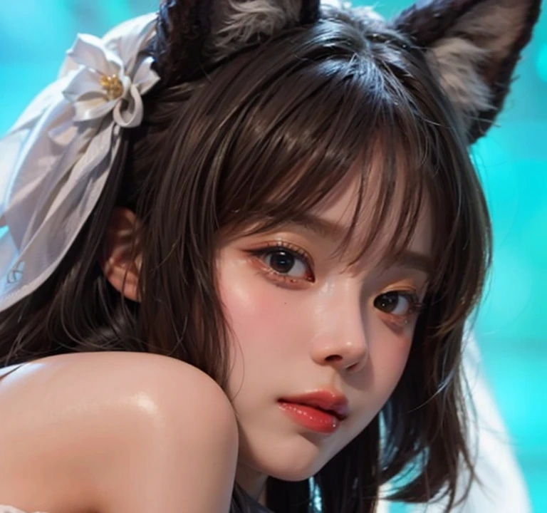 , 8k, High-level, absurd, masterpiece, best quality, primitive, very detailed CG, very detailed wallpaper, perfect lighting, Extremely detailed (((The personifying " Catwoman " as a Little Girl))), MysticSight, Tyndall effect, Tyndall scattering, Studio gray background with (many Dazzling RainbowColor particles BokeH:1.28), (RoundlyButts, ThighGap), (:0.4), ( with looking ahead), BREAK (NOGIZAKA face variations) Extremely Detailed very KAWAII face variations, perfect , Childish, captivating gaze, elaborate detailed Eyes with (sparkling highlights:1.28), long eyelashes、Glossy RED Lips with beautiful details, Coquettish tongue, Rosy cheeks, Radiant PearlSkin with clear transparency . { (Dynamic LifeLike expressions:1.4) | :d) }, (large eyes:-1) .