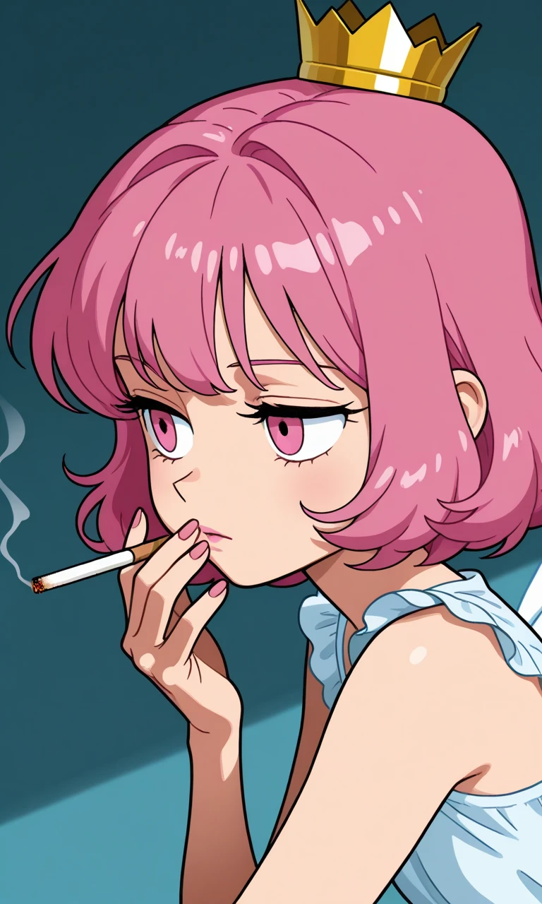 1 femboy, green eyes, very Short hair, pink choker, lipstick, Shy, pink hair , tomboy Pixie haircut, femboy hooters, face portrait , flat chest, ponytail, pose squating 