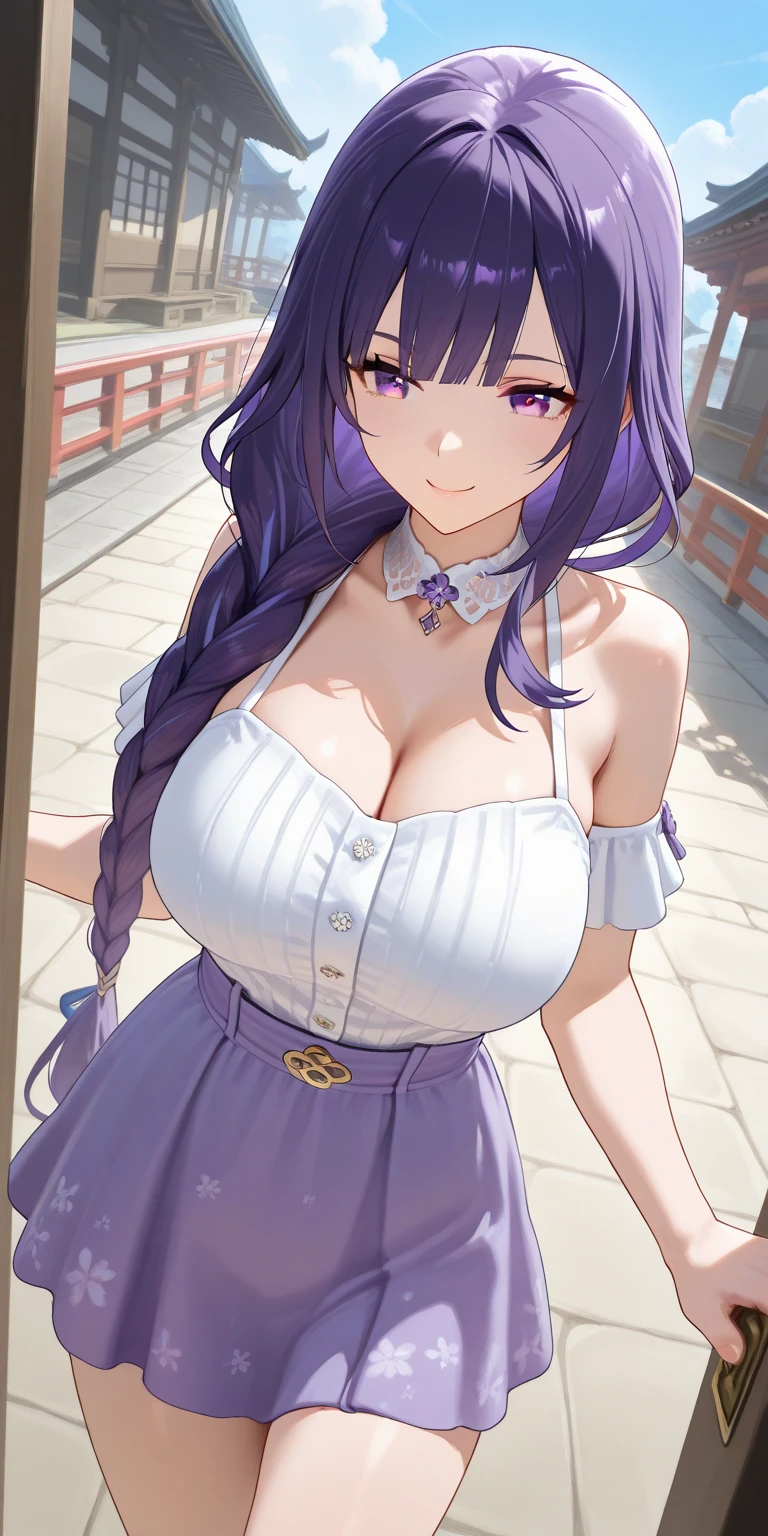 anime girl with purple hair and a blue dress holding a flower, cute anime waifu in a nice dress, guweiz, detailed digital anime art, anime goddess, 8k high quality detailed art, detailed anime artwork, clean detailed anime art, misato katsuragi, marin kitagawa fanart, high detailed official artwork, artwork in the style of guweiz, (dark skin), ((????????????????????)), (((?????)))