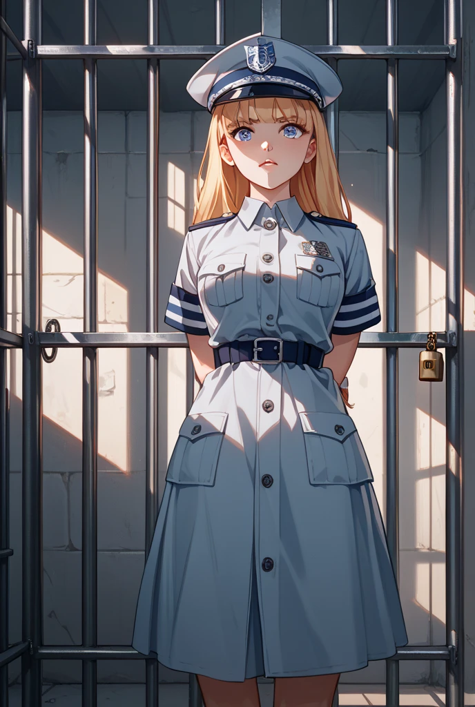 Anime Girl,Princess,White Gloves, anime,put on handcuffs,,prison