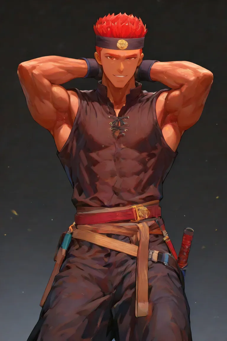 肌肉武僧角色插畫生成