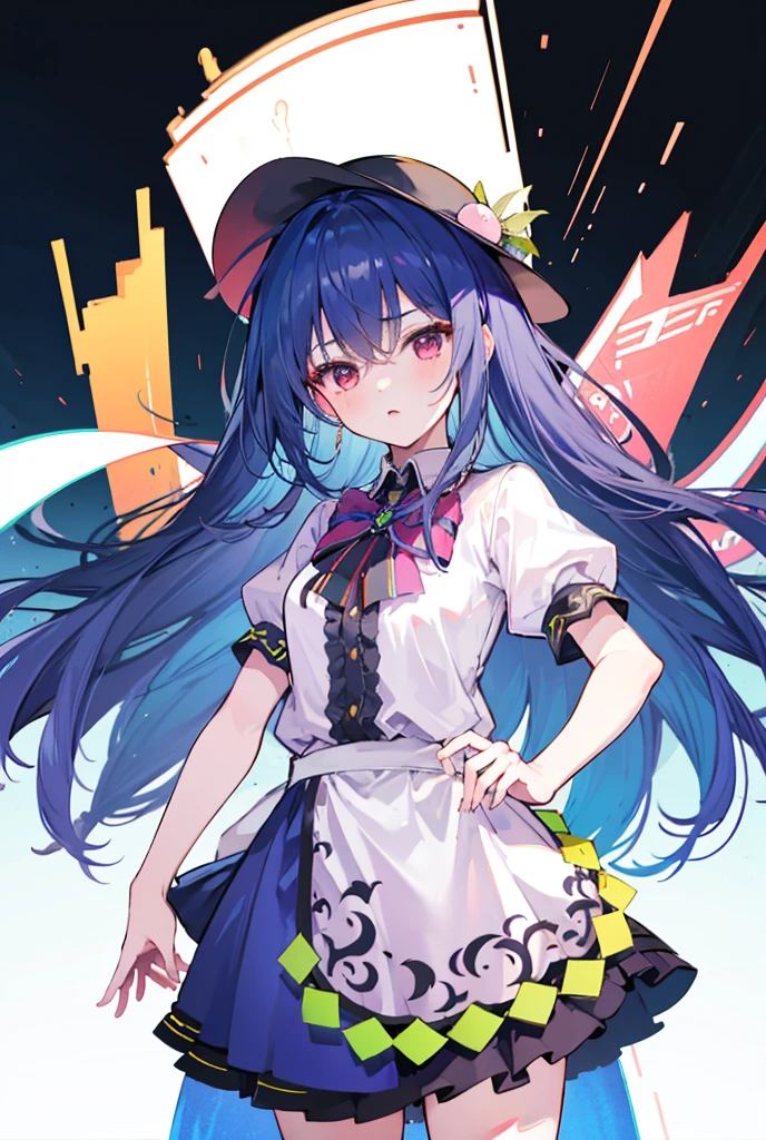 (masterpiece),best quality, expressive eyes, perfect face, 1girl,
 Put your hands on your waist,fair, Gorgeous,Japanese cartoons,girl,lola,Hina Angel, blue hair, blue haired, floating clothes,Grab your waist, Grab your waist, hands on hips , hands on hips,flat chest,Lie in the pool,lake,Lie on the ground,