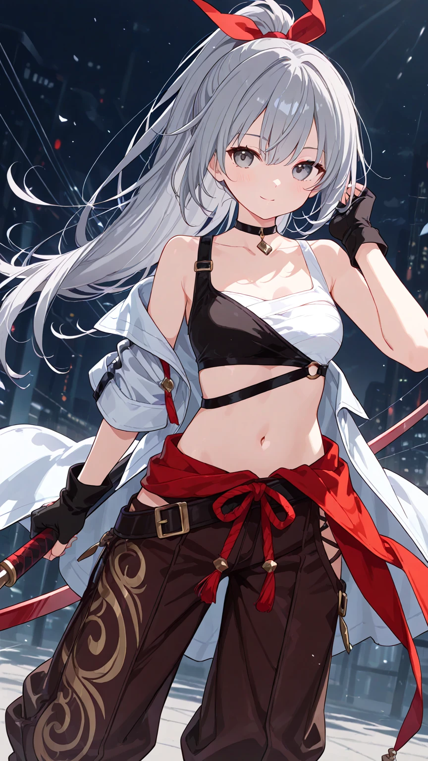 Frieren, twintails, earrings, small tits, thighs, , belts, leather strips