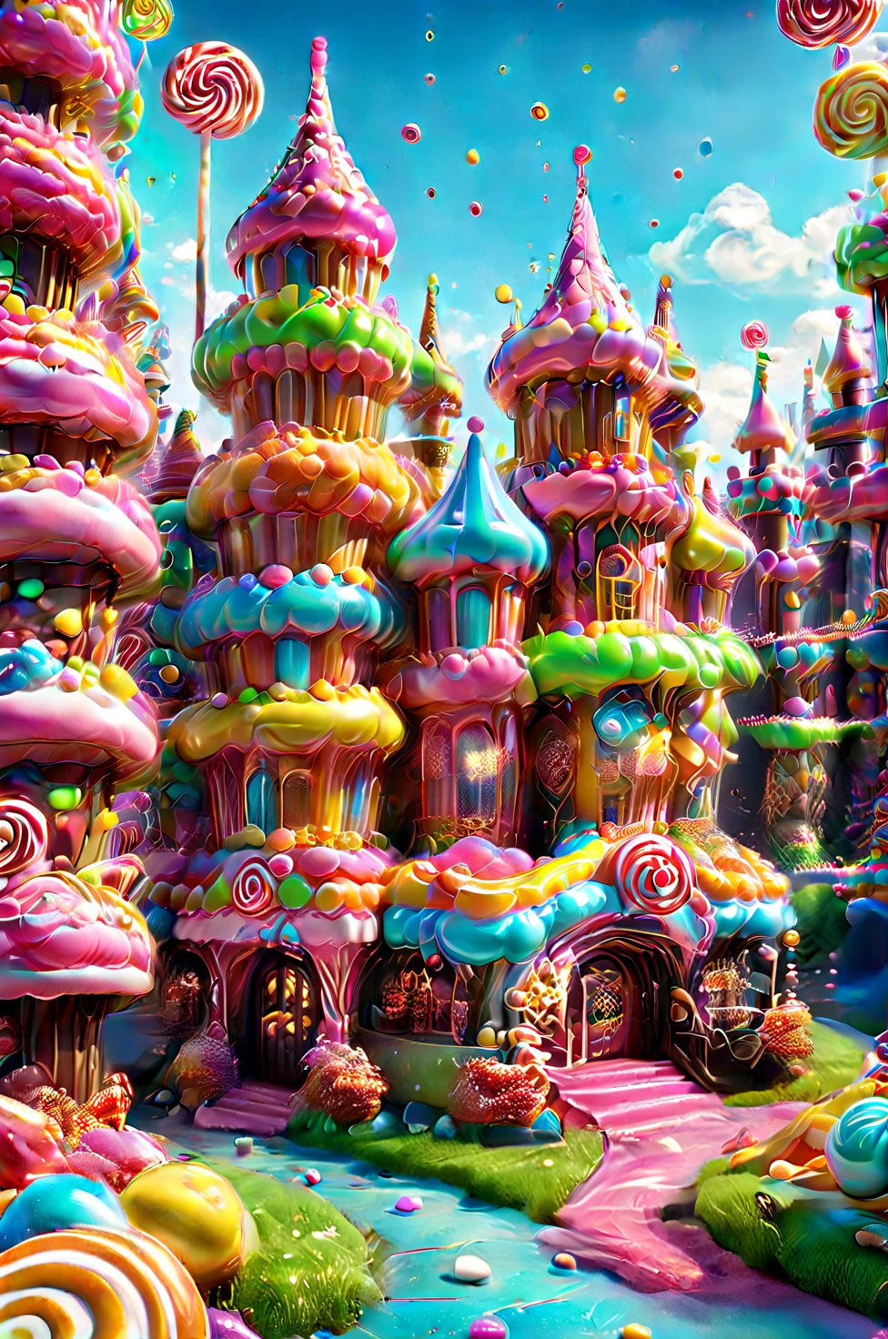 Candyland, by Wes Anderson, best quality, masterpiece, very aesthetic, perfect composition, intricate details, ultra-detailed