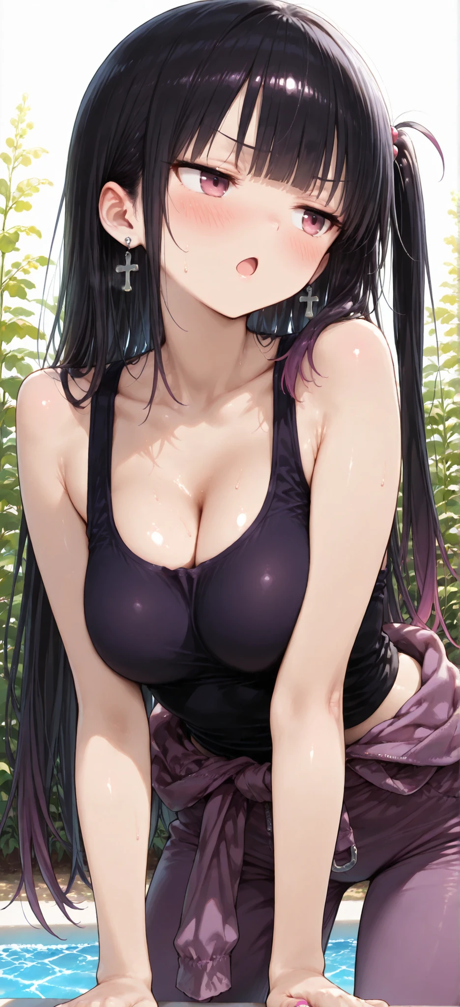 Masterpiece, best quality,Solo, cowboy shot,Sonoda umi love live, yellow eyes, bikini, fishnet elbow gloves, fishnet thighhighs,  