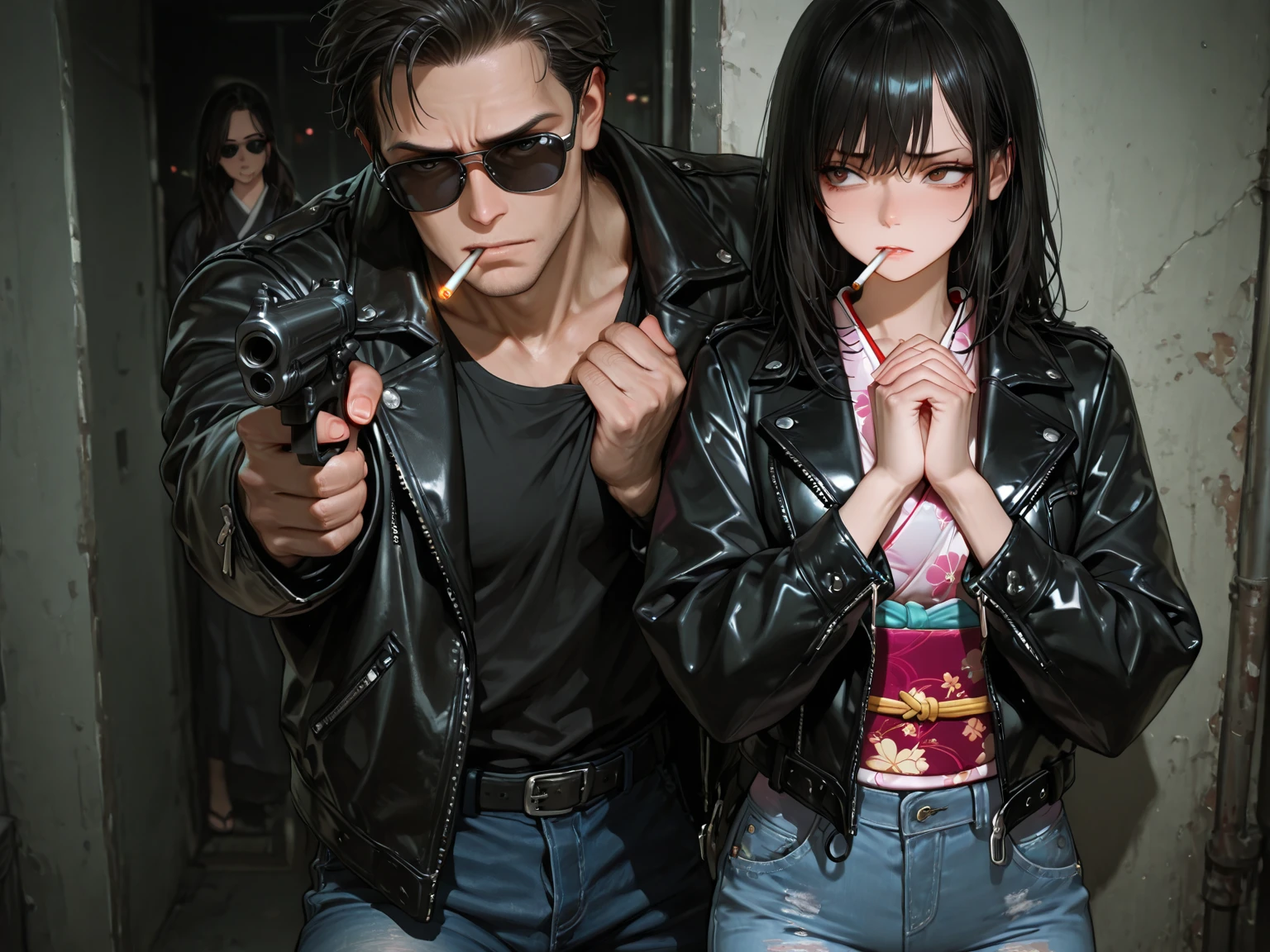 They are dressed in black and white and pose for a photo, 2b, 2 b, Gama Murata y Artgerm, cosplay, Foto cosplay, Masayoshi Suto y Artgerm, cosplay publicitario, inspirado por Hajime Sorayama, cosplay profesional, Estilo Hajime Sorayama, Sakimichan y Frank Franzzeta