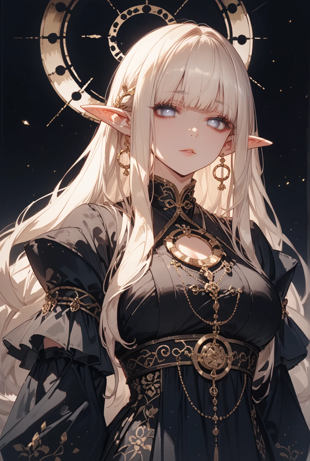 { -  error}(Masterpiece - Ultra-detailed, very high resolution) Prepare to be enchanted by a true masterpiece that combines ultra-detailed art with high-resolution rendering. . meman. This work depicts a mesmerizing adult elf with long white hair (1.3) and captivating yellow eyes (1.2), emanating an aura of elegance and mystery in medieval settings. The intricate details and realistic textures invite you to explore every aspect of this enchanting composition. Woman wearing elf costumes. Red lips. No cleavage. small breasts. NO CLEavage. pés no chão, corpo inteiro, pés amostra. Get ready to dive into a world where beauty and craftsmanship merge perfectly