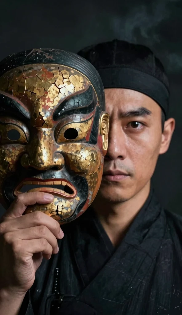 Man wrapped tied up by thick ropes piles by two Chinese girls