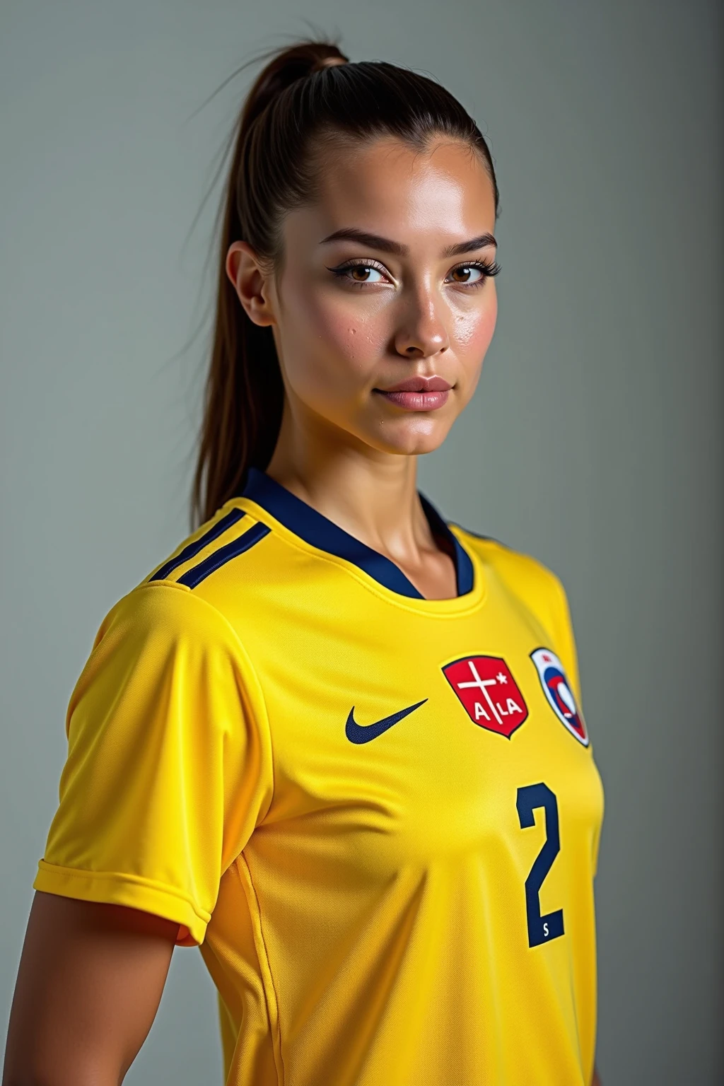 woman brunette 25 years old with jersey soccer france 2024 for euro 2024