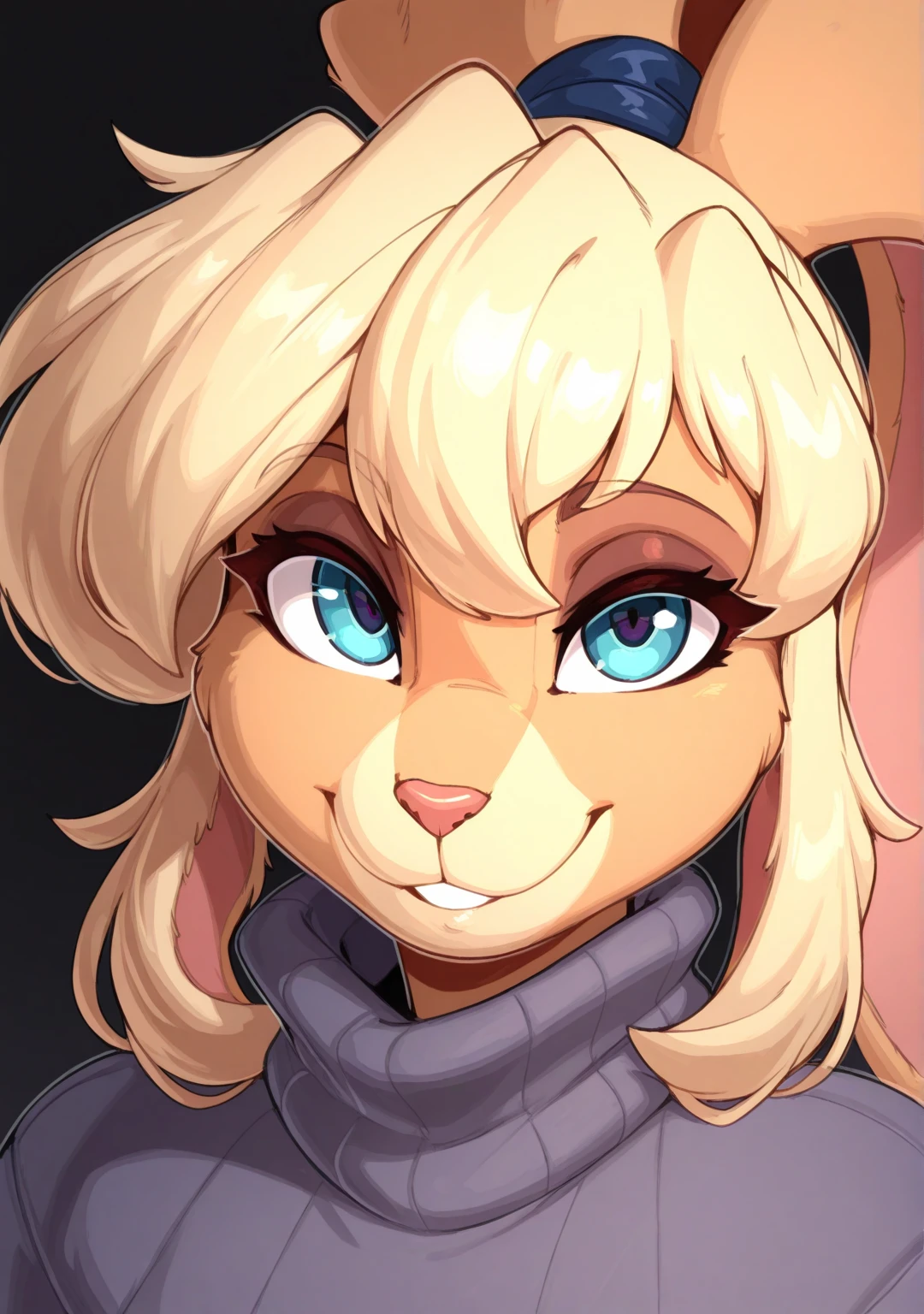 best quality,
masterpiece,
3D anime,
(((solo))),
(((1girl))),
(((Face is JudyHopps))),
(long ears like a rabbit:0.8),
Heir is in a black ponytail style,
((Her eyes color is purple)),
Body is human lady,
Her outfit is white underware,
(She is wearing a wool skirt:1.4),
(the clothes is made of wool:1),
((skin is silver with fluffy and fluffy)),
(back view:1.2),
In the background there is office,
((She is blushing in the cheeks)),