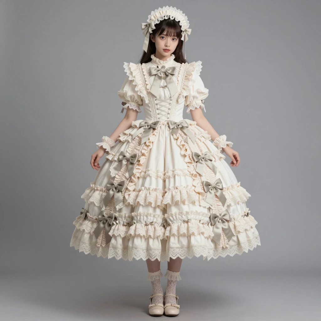 Aimée Ruffels Japanese anime girl, 1girl, solo, extremely elaborate frilled dress ...