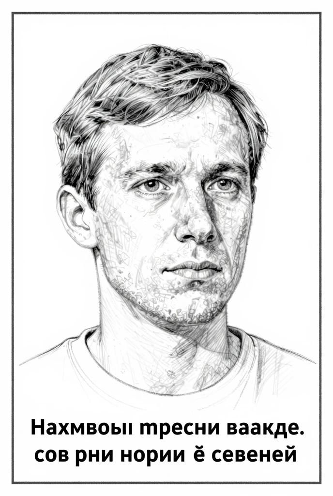 black and white drawing of a a man with beard on a white paper