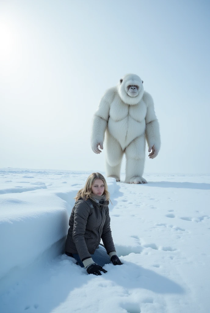 Star Wars  giant  wampa  monster carries  faint limp   beautiful  aroused pregnant  pink  little  young  blonde  teen girl in his arms embrace cuddling   