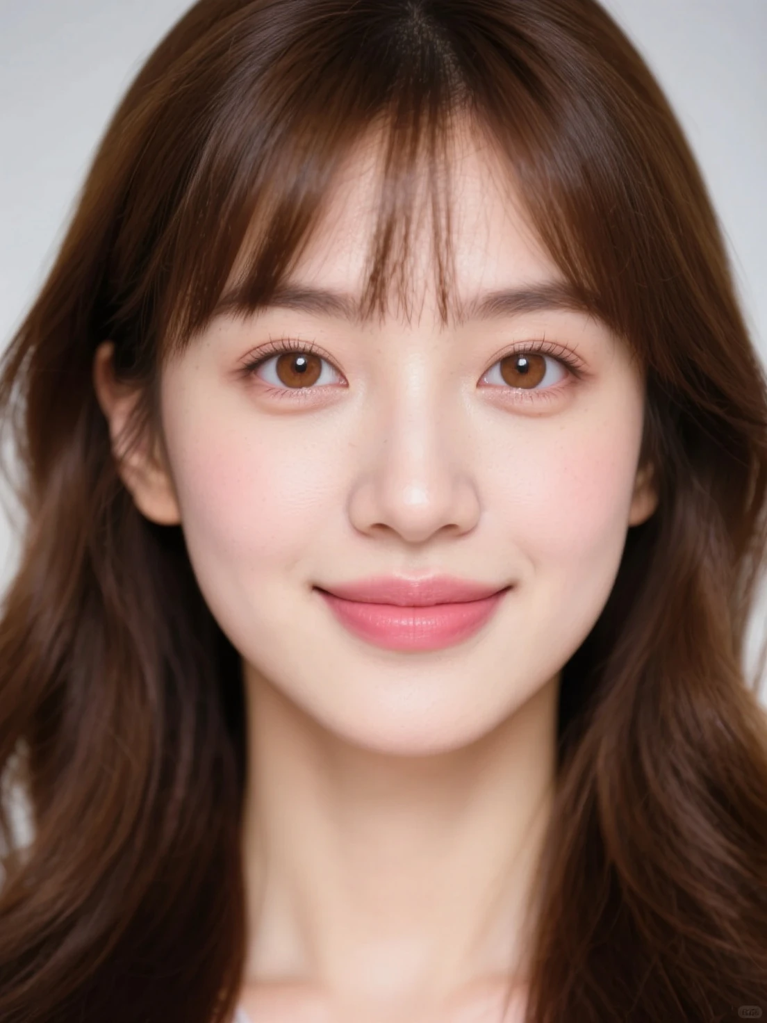 (Canon RF85mm f/1.2,best quality,Reality:1.4,light),(1 girl,Korean mixed,Korean Idol:1.2,beautiful long_Slim_leg),(long_Brown_Wavy_hair),(pink_shining_Lips,pink_Eyeshadow,eyelash,powder_blush,cosmetic),(White_shining_skin,black eyes,Pores,skin texture,shining),(necklace,earrings),Large ,Smile,Dynamic poses
